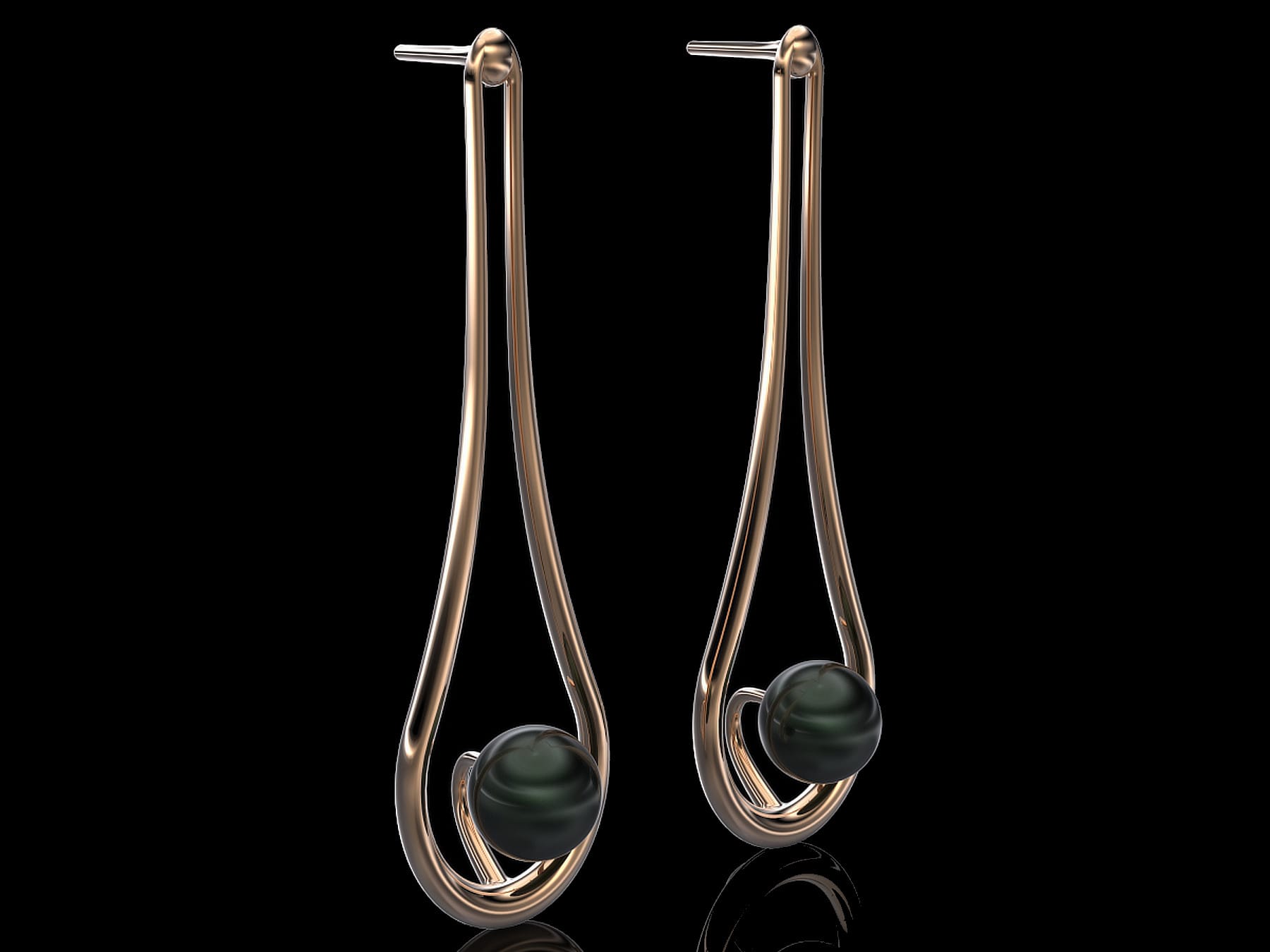 Aeglee E AuR PeaB Aeglee earrings 18k rose gold with black pearl
