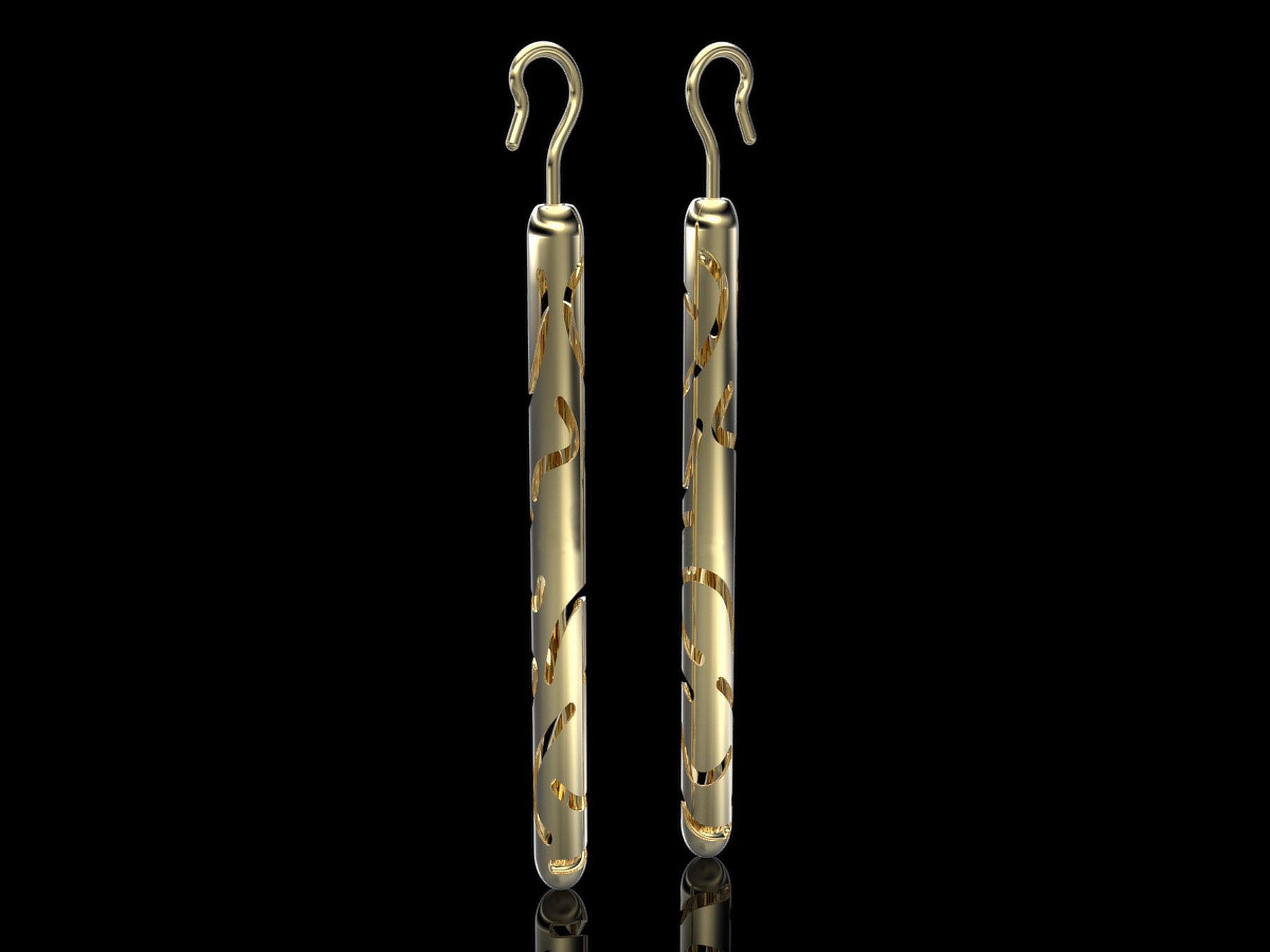 Agarthe E AuY Agarthe earrings 18k gold open lattice cylindrical drop