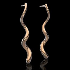 Agny earrings 18k gold fluid organic wave form
