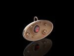 Andromedha galaxy gold pendant in 18k rose gold with a ruby