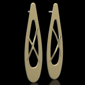 Archius earrings 18k gold brushed columns polished bars architectural