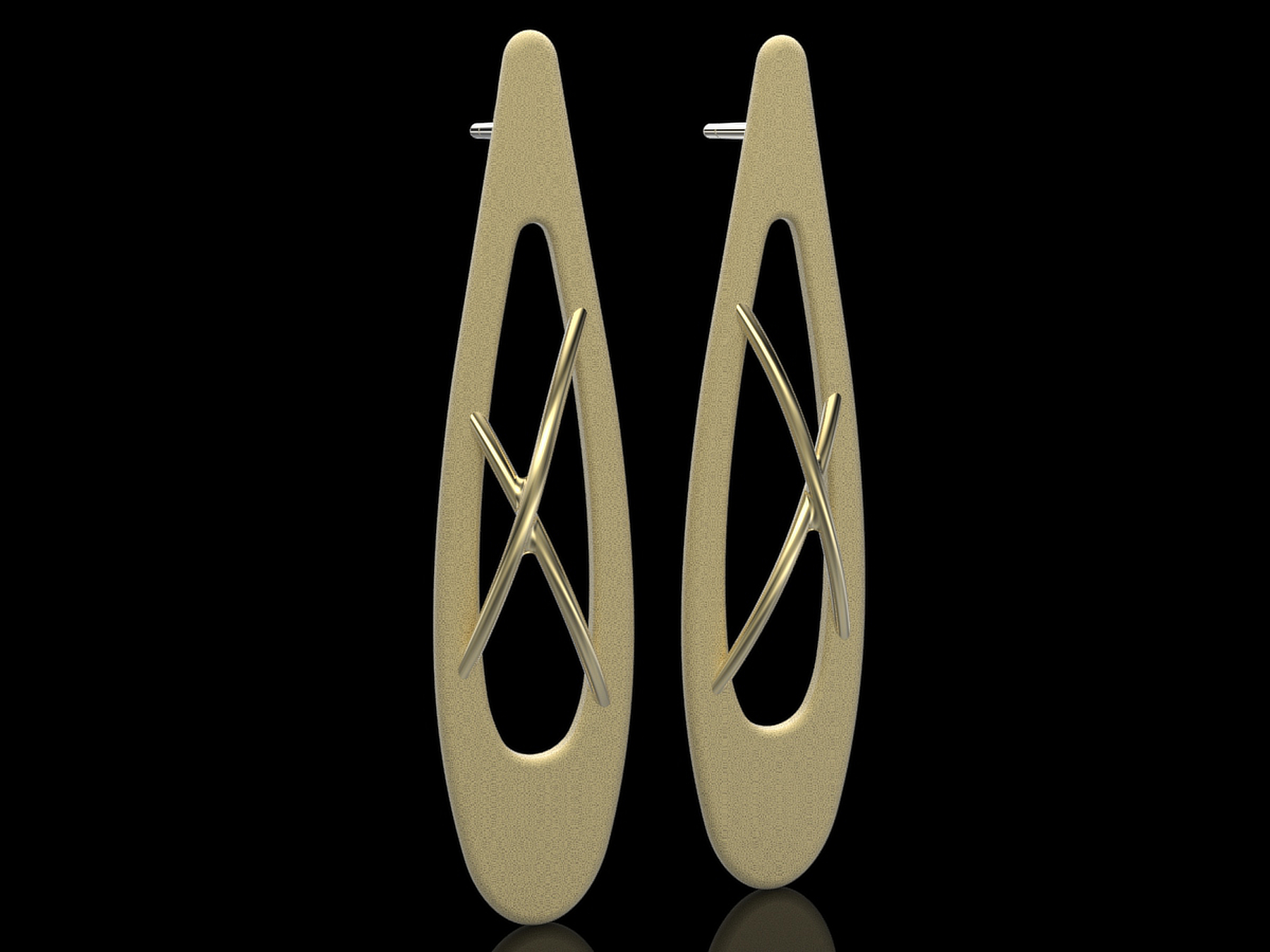 Archius E AuY Archius earrings 18k gold brushed columns polished bars architectural