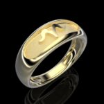 Aries ring 18k yellow gold Aries glyph raised relief oval face