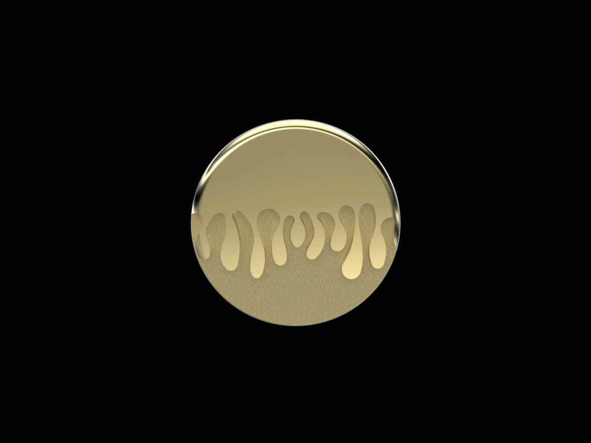 Arshi P AuY Arshi pendant 18k gold circular liquid drop texture celestial
