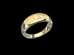 Pisces Ring in 18k yellow gold — a sculpted zodiac band carrying the Pisces glyph, the water sign of two fish swimming in eternal opposition.