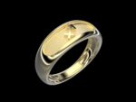 Sagittarius Ring in 18k yellow gold — a sculpted zodiac band carrying the Sagittarius glyph, the fire sign of the archer and the seeker.