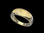 Virgo Ring in 18k yellow gold — a sculpted zodiac band carrying the Virgo glyph, the earth sign of the maiden who was last to leave when the golden age ended.