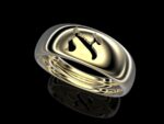Aleph ring 18k gold Hebrew letter dome raised relief