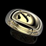 Aleph ring 18k gold Hebrew letter dome raised relief