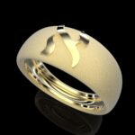 Aleph-a ring 18k gold Hebrew letter matte frosted dome