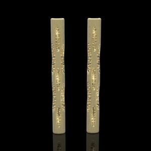 Aulyenee earrings 18k gold tall column granulation elliptical windows