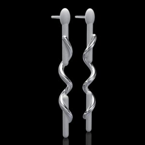 Banyah Earrings in white gold, organic spiral detail