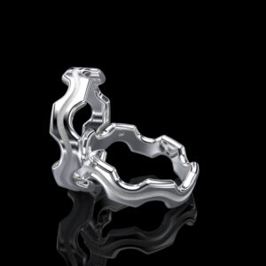 Dhanush Ring in 18k white gold sculptural ring inspired by the sacred bow of Hindu epic tradition