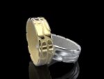 Klastys Ring in 18k yellow and white gold — crackle-patterned band inspired by Ginnungagap, the Norse primordial void where the world was born.