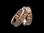 Meryn Ring in 18k rose and rose gold — faceted geometric Celtic wedding band with two-tone mixed metal option.