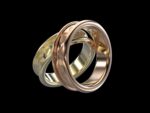 Meryn Ring in 18k yellow and rose gold — faceted geometric Celtic wedding band with two-tone mixed metal option.
