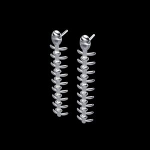 Thyiad Earrings in 18k white gold — cascading drops inspired by Thyia, the first priestess of Dionysus on Mount Parnassus.